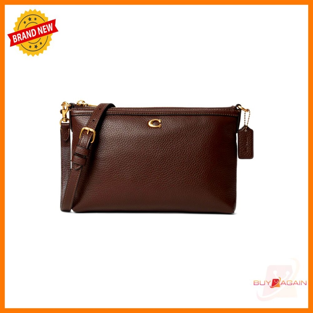 Leather Crossbody Bag With Adjustable Strap And Zippered Pockets